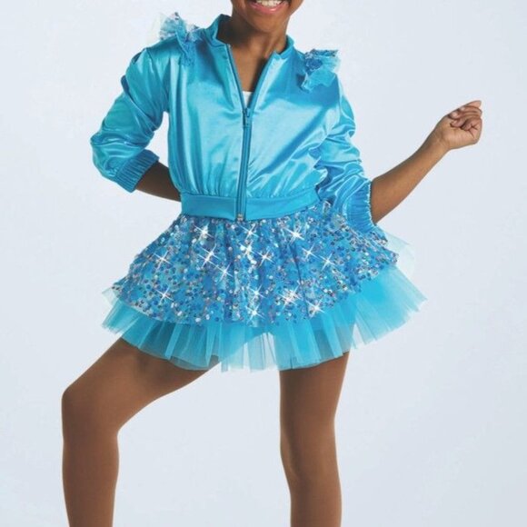 Weissman Girls Dance Costume 2 Piece Jacket Dress with Sequined Tutu Size IC 7 8 - Picture 2 of 9